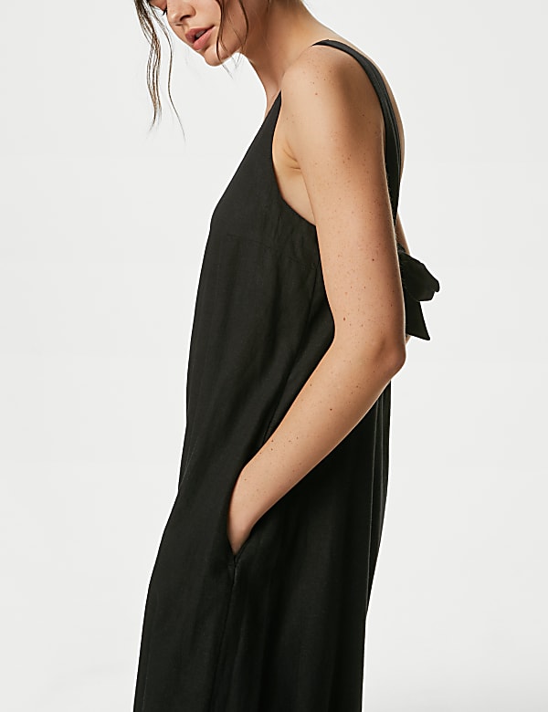 Linen Rich Square Neck Midaxi Dress