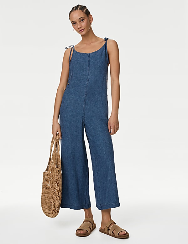 Buy Linen Rich Cropped Jumpsuit at Marks Spencer