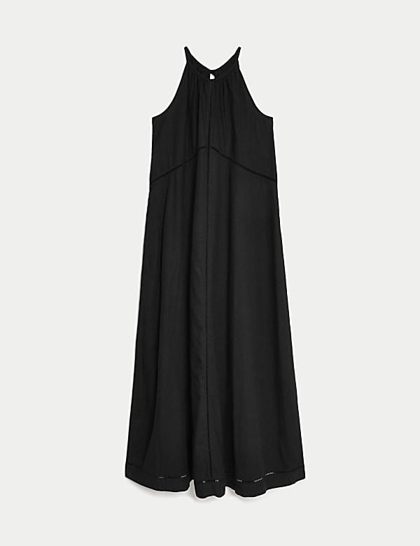 Linen Rich Halter Neck Maxi Shift Dress - RO
