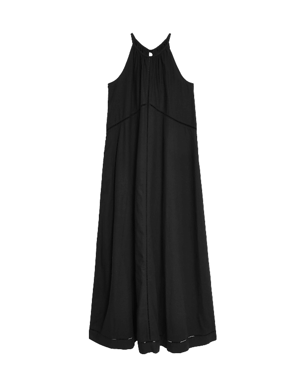 Linen Rich Halter Neck Maxi Shift Dress