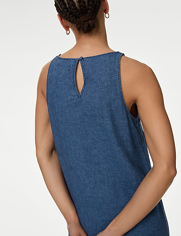 Linen Rich Round Neck Midi Slip Dress