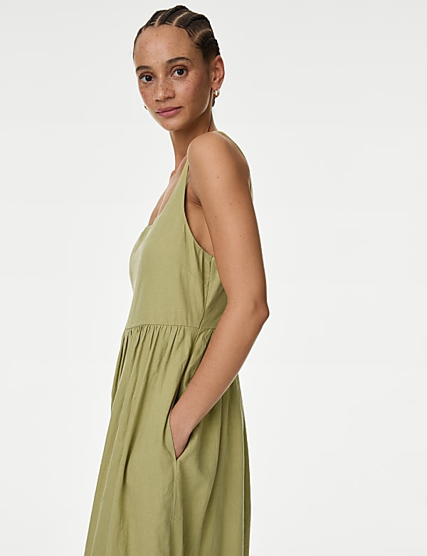 Linen Rich Strappy Midaxi Swing Dress