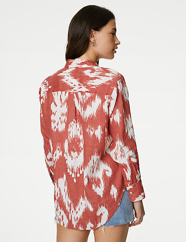 Pure Linen Printed Collared Relaxed Shirt