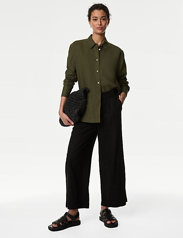 Pure Linen Relaxed Collared Shirt - BE