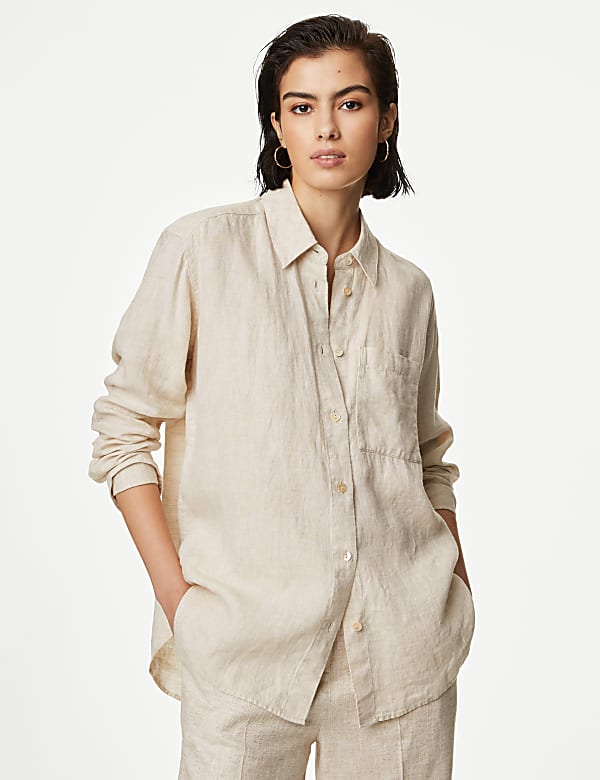 Pure Linen Collared Relaxed Shirt - MX