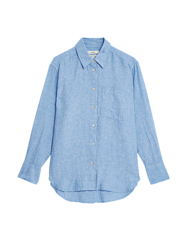 Pure Linen Collared Relaxed Shirt