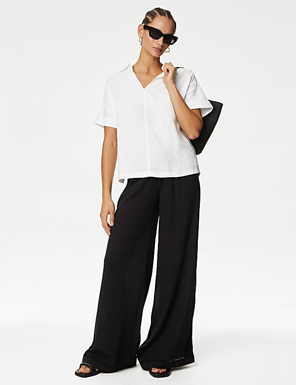 m&s white linen top