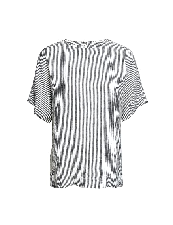 Blouse coupe d&eacute;contract&eacute;e 100 % lin avec imprim&eacute; - FR