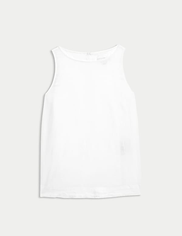 Linen Blend Sleeveless Blouse - JP