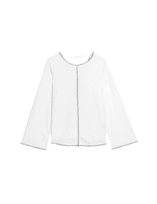 Linen Rich Tie Detail Blouse
