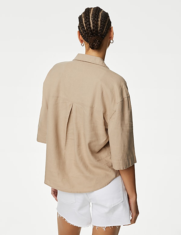 Linen Rich Collared Relaxed Shirt