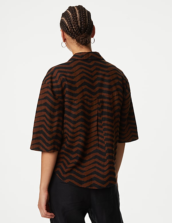 Linen Rich Printed Collared Shirt