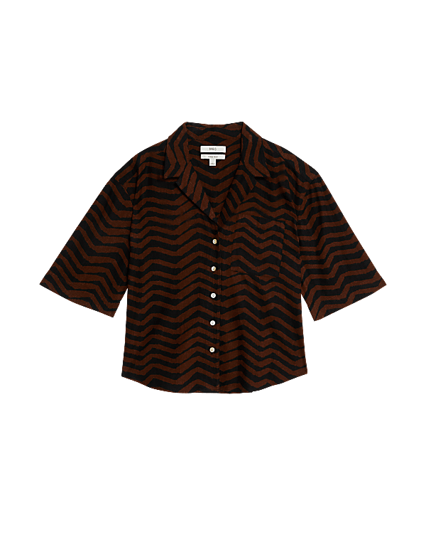 Linen Rich Printed Collared Shirt