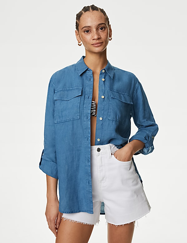 Pure Linen Relaxed Utility Shirt - LU