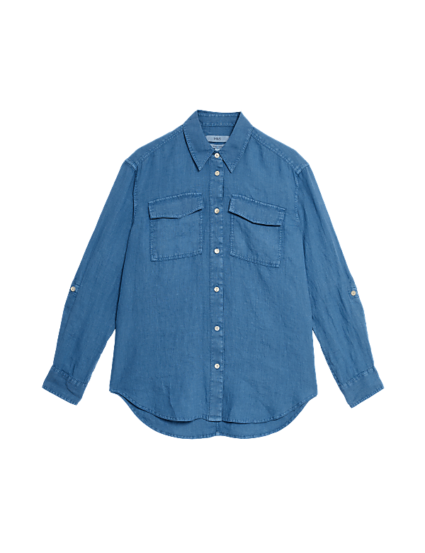 Pure Linen Relaxed Utility Shirt