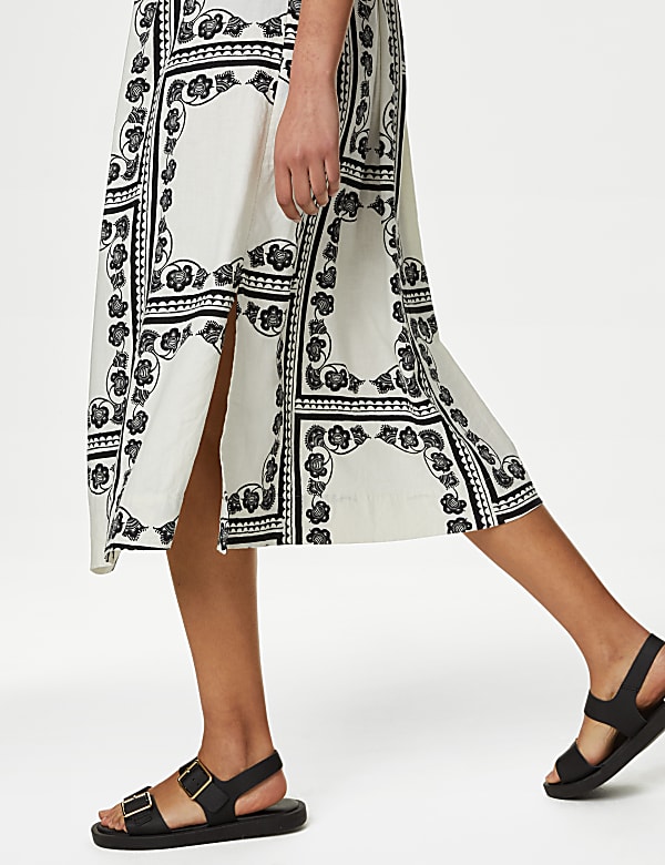 Linen Rich Beaded Midi Shift Cami Dress