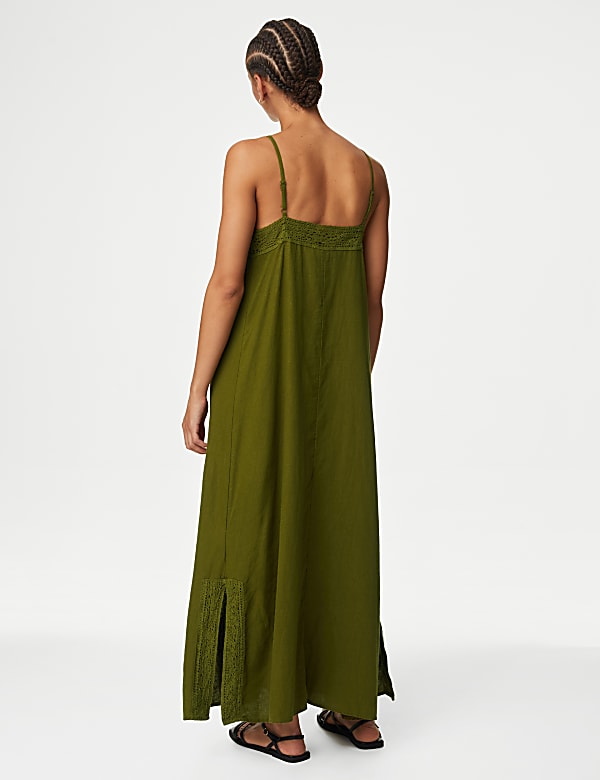 Linen Rich V-Neck Strappy Midaxi Slip Dress