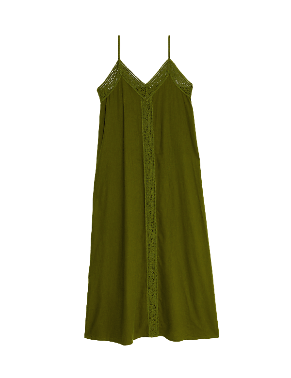 Linen Rich V-Neck Strappy Midaxi Slip Dress