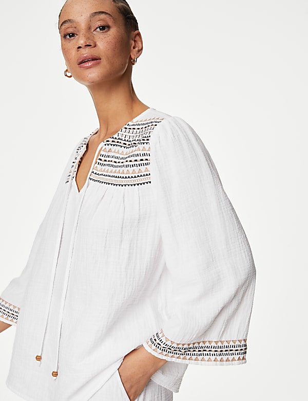 Pure Cotton Embroidered Beach Shirt