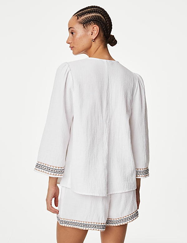 Pure Cotton Embroidered Beach Shirt