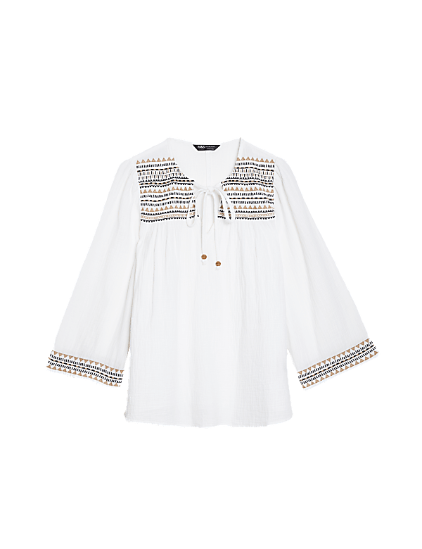 Pure Cotton Embroidered Beach Shirt