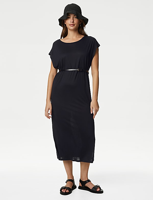Jersey High Neck Midi T-Shirt Dress