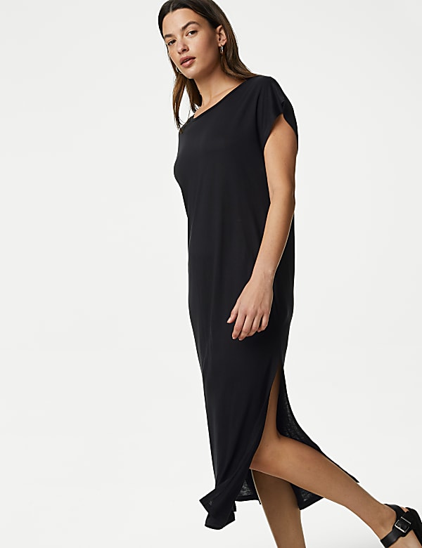 Jersey High Neck Midi T-Shirt Dress