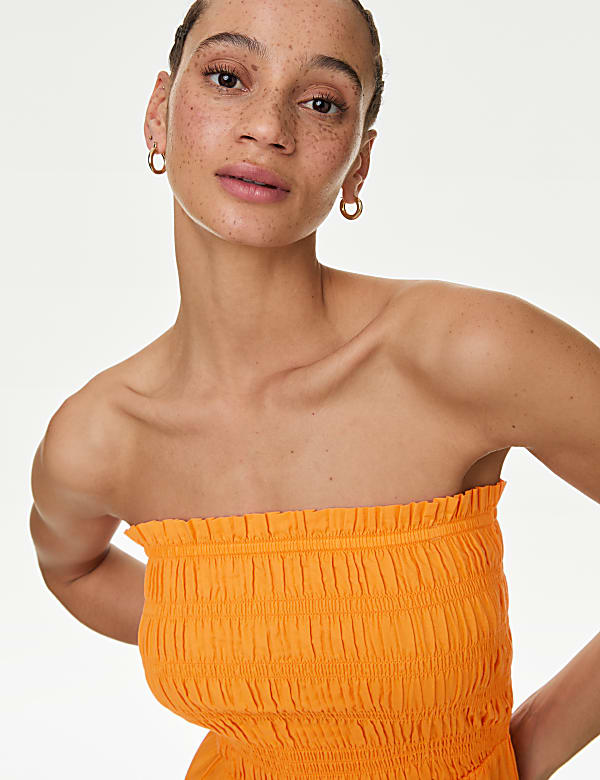 Buy Pure Cotton Shirred Midi Beach Dress at Marks & Spencer