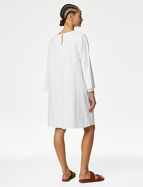 Linen Rich V-Neck Mini Beach Dress