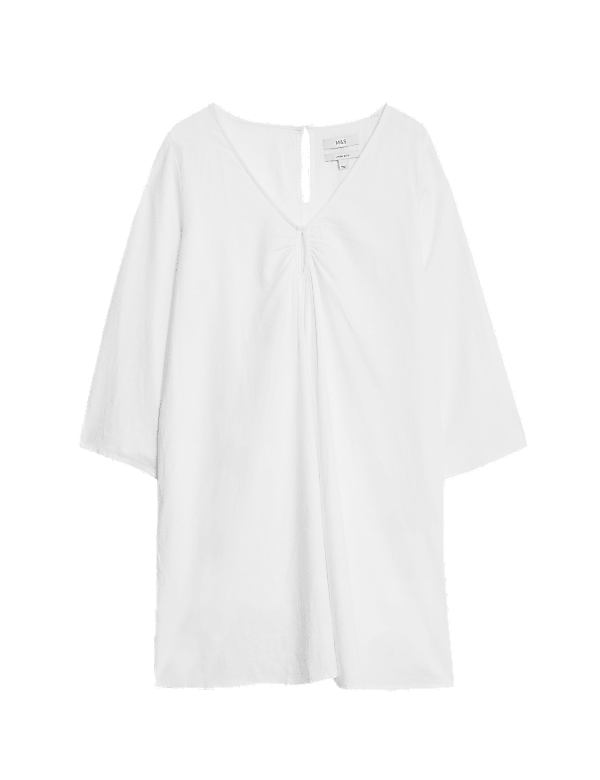 Linen Rich V-Neck Mini Beach Dress