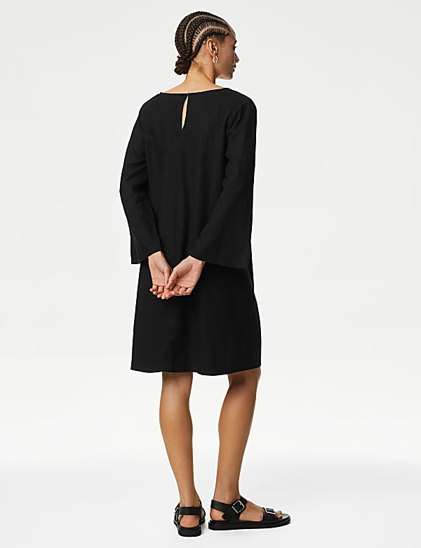 Linen Rich V-Neck Mini Beach Dress