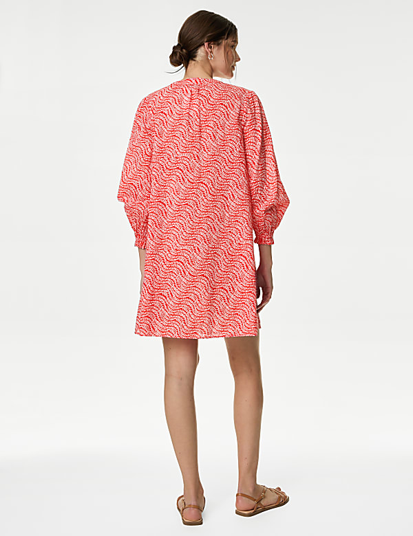 Pure Cotton Printed V-Neck Kaftan Beach Dress - RO