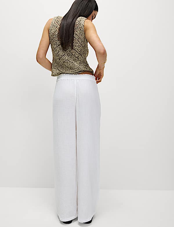 Pure Cotton Elasticated Waist Beach Trousers