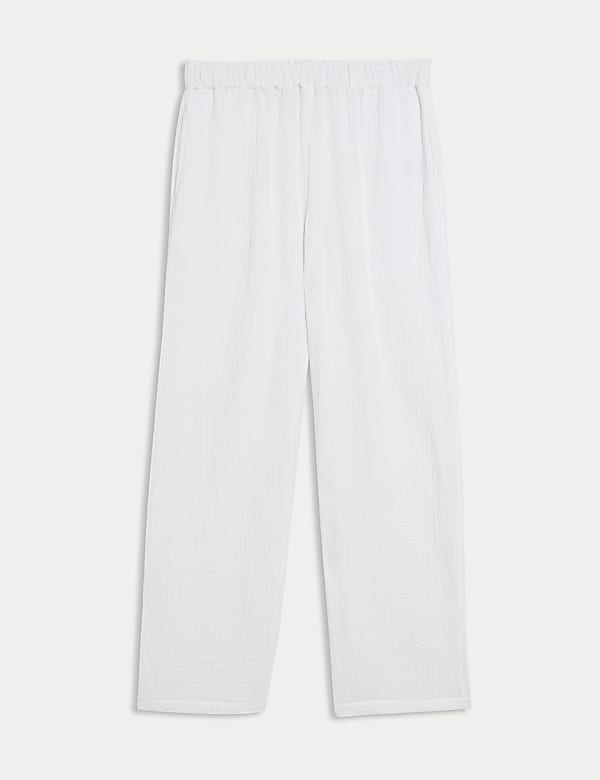 Pure Cotton Elasticated Waist Beach Trousers - TW
