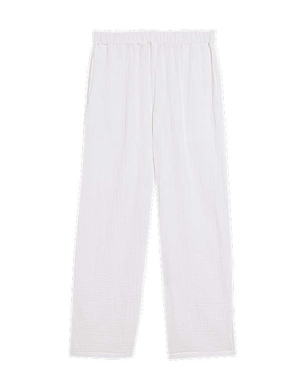 Pure Cotton Elasticated Waist Beach Trousers