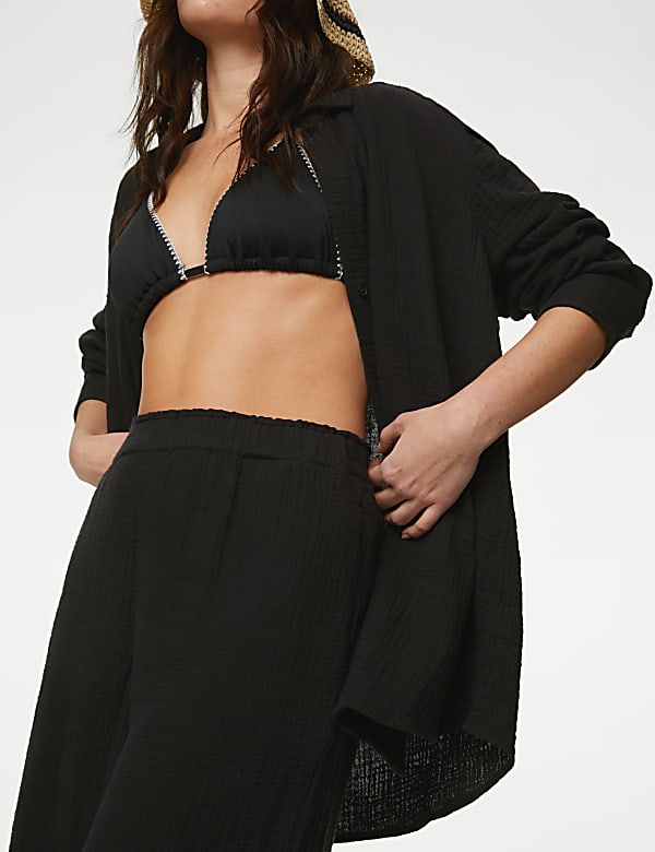 Pure Cotton Elasticated Waist Beach Trousers