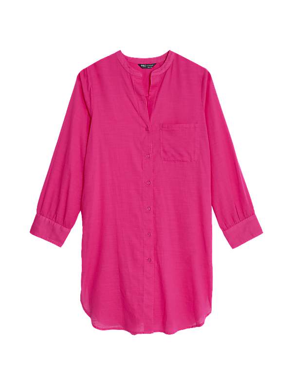 Pure Cotton Round Neck Longline Beach Shirt