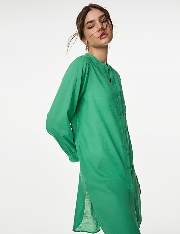 Pure Cotton Round Neck Longline Beach Shirt