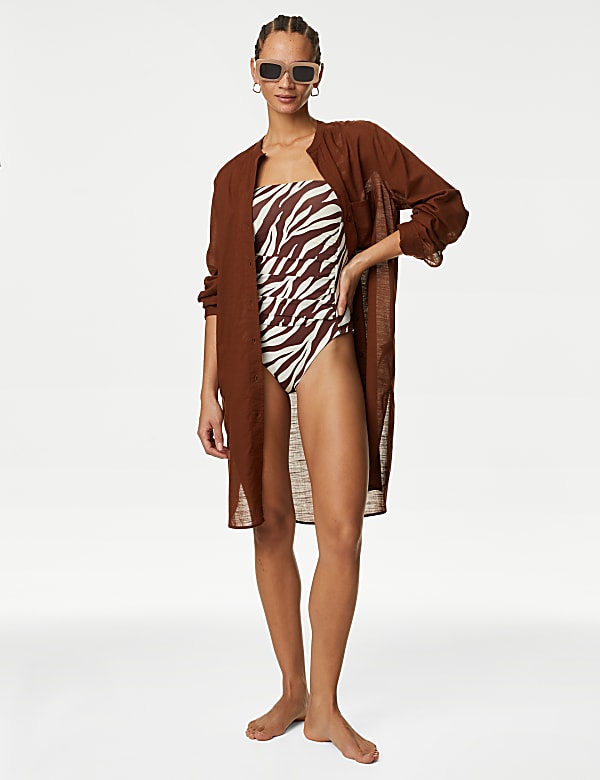 Pure Cotton Round Neck Longline Beach Shirt