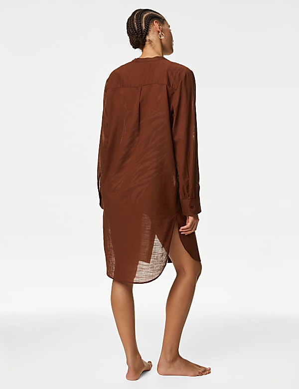 Pure Cotton Round Neck Longline Beach Shirt