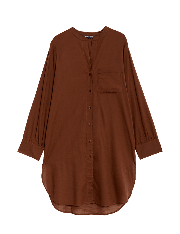Pure Cotton Round Neck Longline Beach Shirt