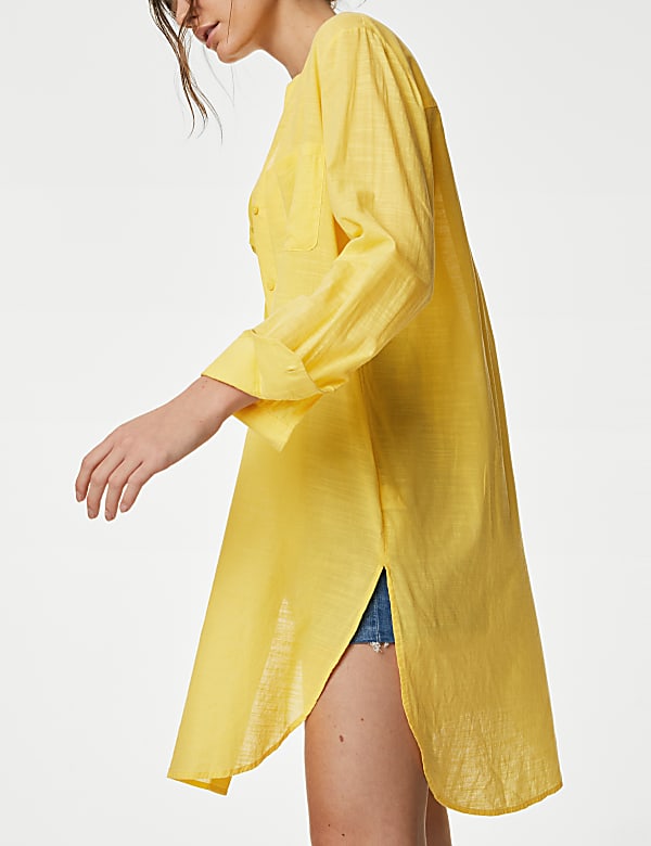 Pure Cotton Round Neck Longline Beach Shirt