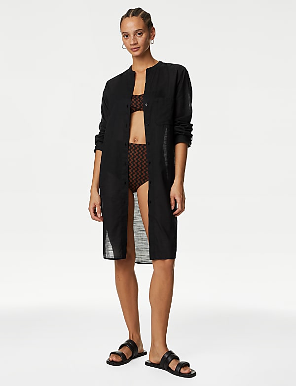 Pure Cotton Round Neck Longline Beach Shirt