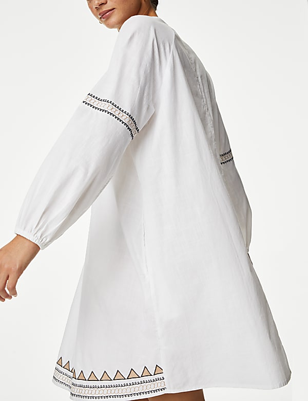 Pure Cotton Embroidered Mini Beach Dress