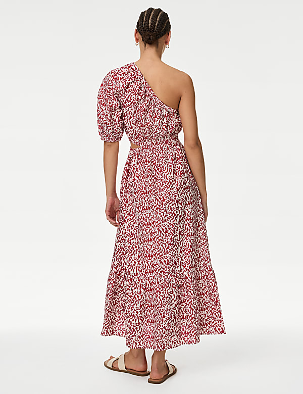 Pure Cotton Printed One Shoulder Beach Dress