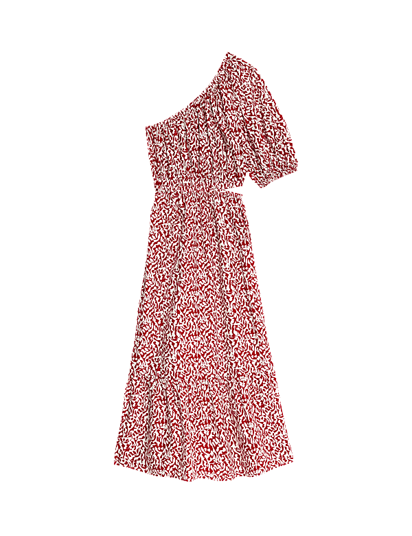 Pure Cotton Printed One Shoulder Beach Dress