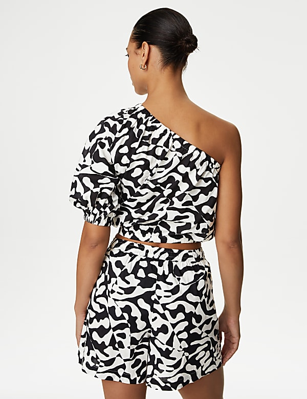 Pure Cotton Printed One Shoulder Beach Top