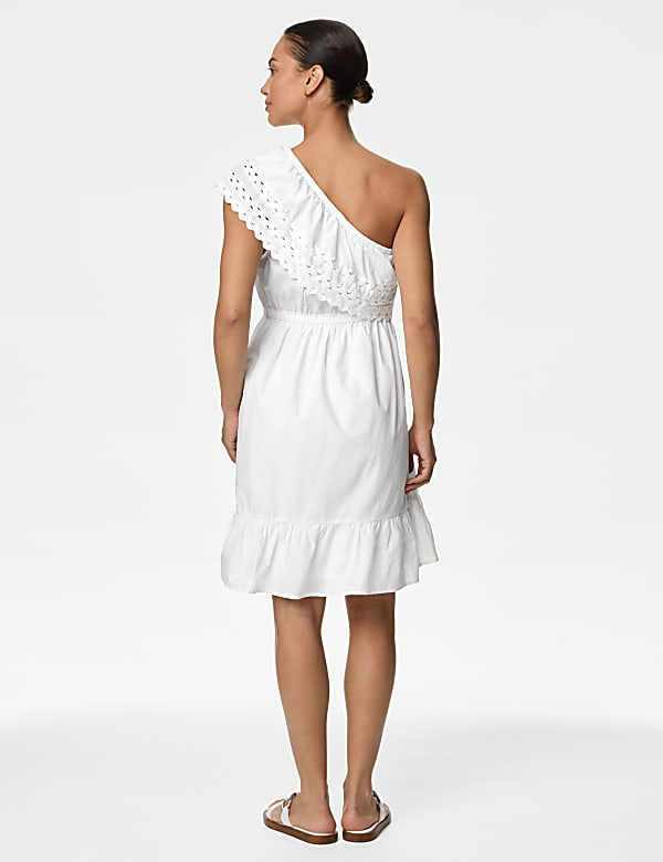 Pure Cotton One Shoulder Mini Beach Dress