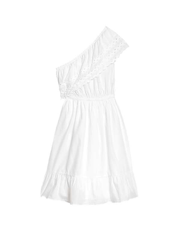 Pure Cotton One Shoulder Mini Beach Dress