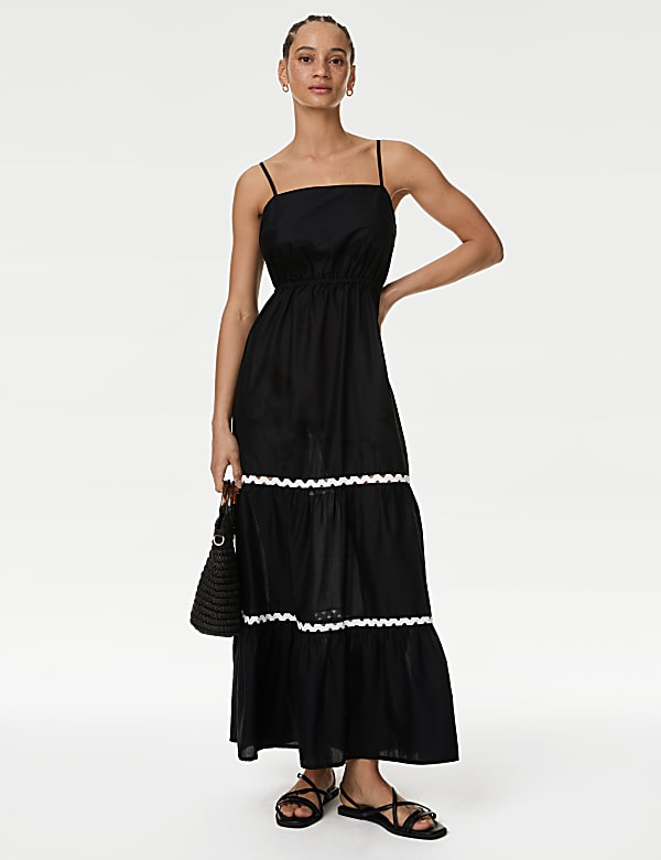Pure Cotton Square Neck Midi Beach Dress